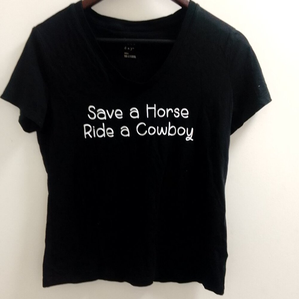 'A New Day", Save A Horse Ride A Cowboy, Short Sleeved Ladies/Older GirlsT-Shirt